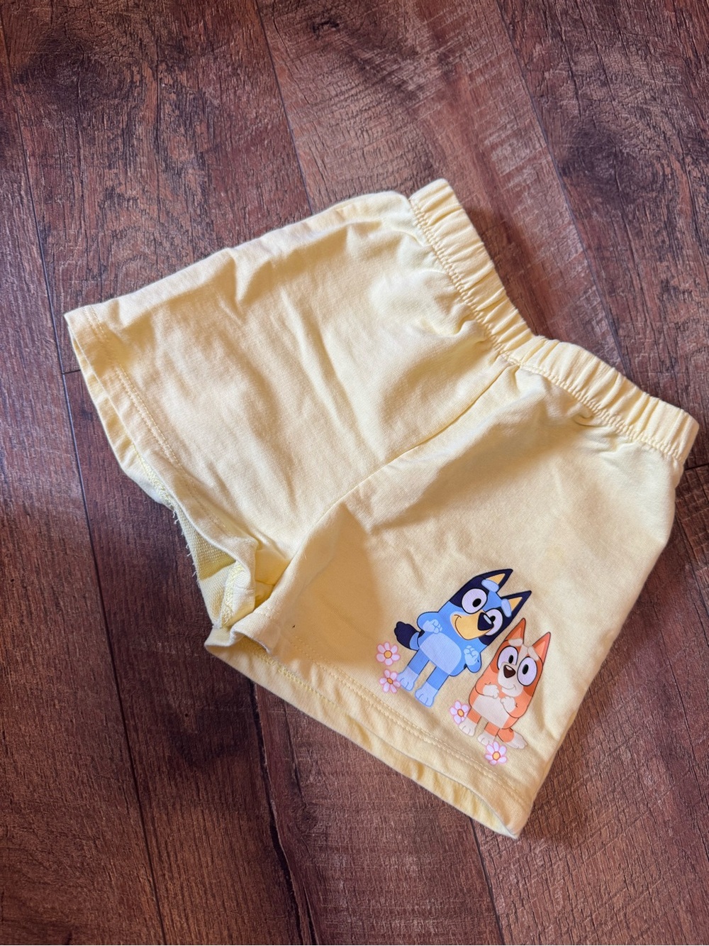 Lucy Yellow Kids Shorts with Blue and Orange Cartoon Print